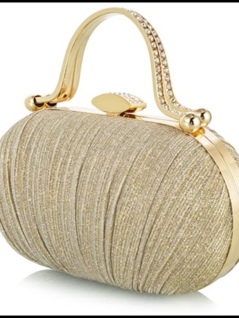 Rhinestone Clutch Evening Handbag Pleated Glitter Bag for Wedding Party
